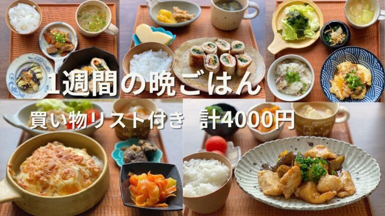 【5日間の晩ごはん】【買い物リスト付き】【計4000円分】【本編＆概要欄にレシピあり】