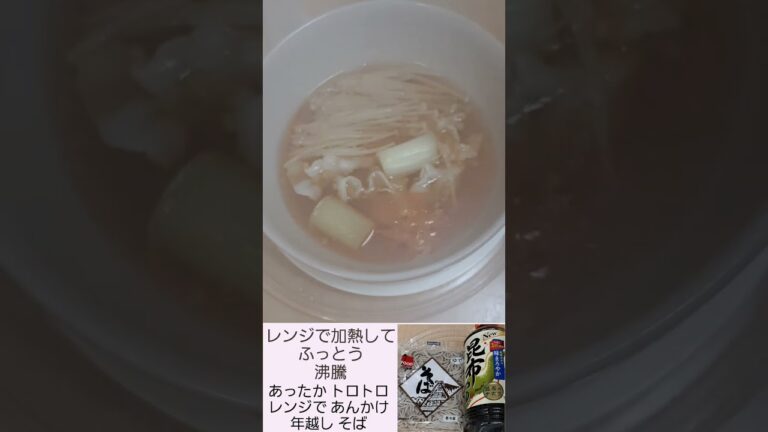 年越し そば あったか トロトロ あんかけ 蕎麦 水溶き 片栗粉 レンジで 三倍濃縮昆布つゆ ネギ 人参 豚肉 DAISO ダイソー Seria セリア 簡単 料理 調理 レンチン 2022年12月
