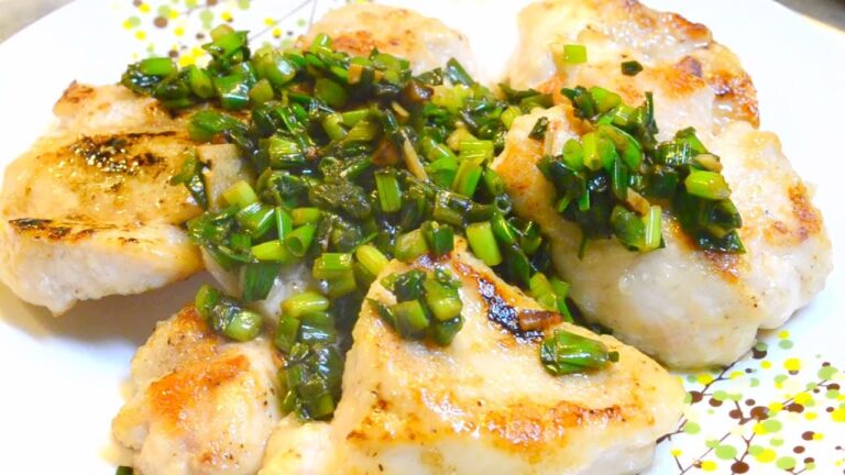 鶏肉のネギ塩ソテーの作り方　　How to make sauté of chicken dressed with spring onion and salt