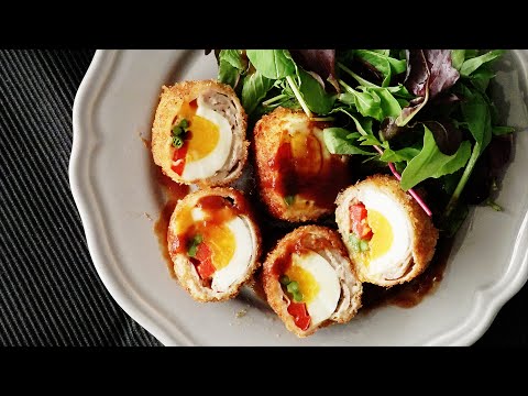 【サクサク】卵とカラフル野菜の肉巻きフライ！