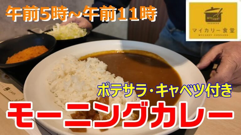 マイカリー食堂　【オリジナル】モーニングカレー　ポテサラ・キャベツ付　520円　松のや併設店クーポン使用可能