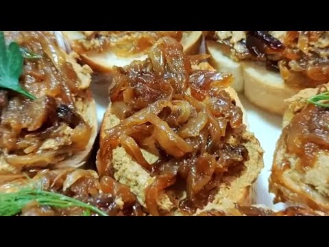 #ЗАКУСКА - ПЕЧЕНОЧНЫЙ ПАШТЕТ С КАРАМЕЛИЗИРОВАННЫМ ЛУКОМ!