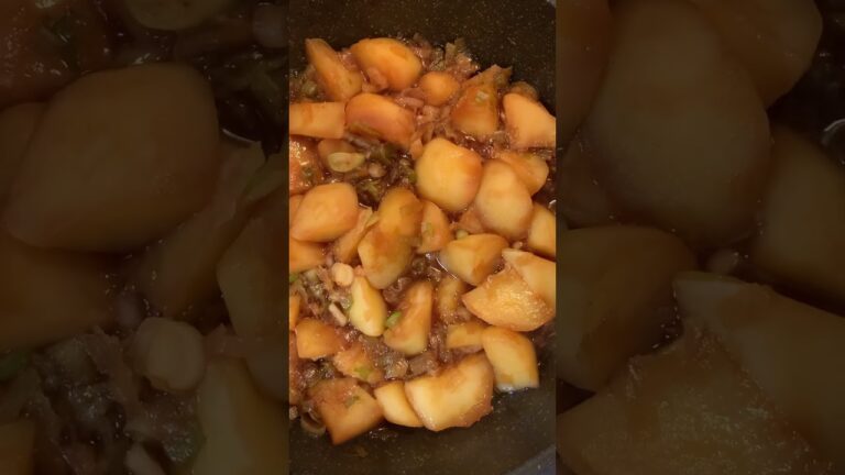 体調が戻ったので、冷蔵庫の残り物でネギ入りジャガイモ煮と鶏肉なしの肉団子入りシチューを作った〜😆