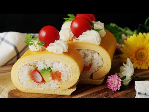 【レシピ】なんちゃってロールケーキ寿司の作り方