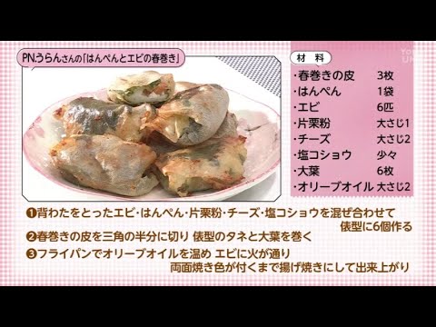 【○○さん家のときめきレシピ】はんぺんとエビの春巻き（2025年3月1日放送）