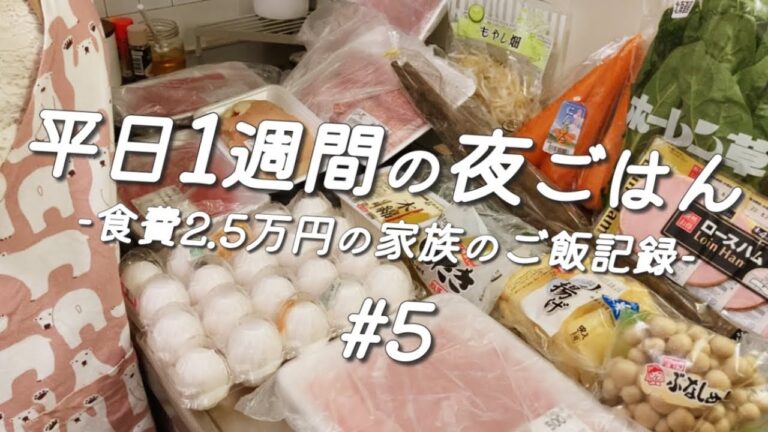 『1週間の献立#5』夫婦で食費2.5万円の平日5日間のゆる節約夜ご飯の記録/料理vlog