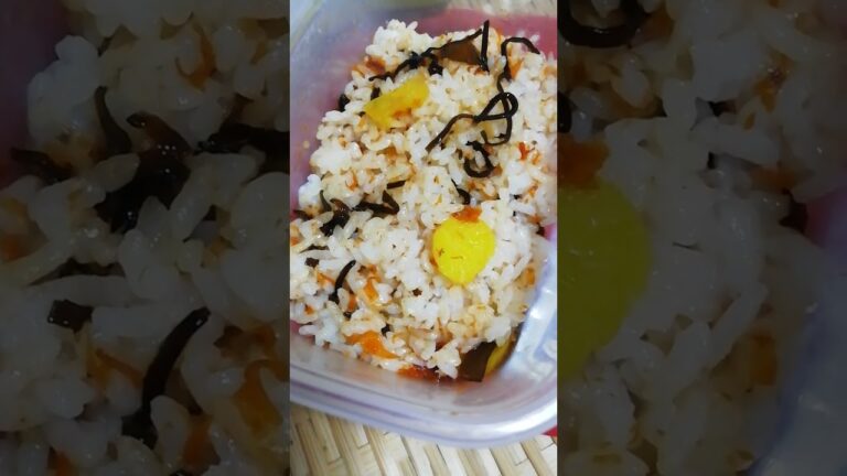 おはようございます。良い１日を。混ぜご飯　塩こんぶ　たくあん　佃煮で