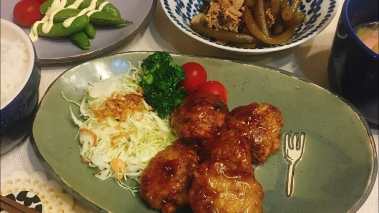 豆腐入り肉団子の夜ご飯