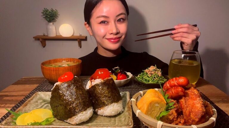 【ASMR】卵黄おにぎり定食[EatingSounds モッパン 咀嚼音 먹방]