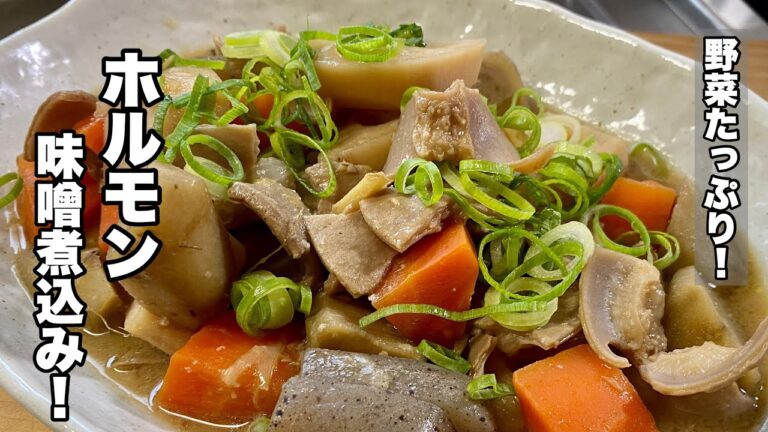【ホルモン味噌煮込み】根菜たっぷり！深みのある味わい！【絶品モツ煮込み】