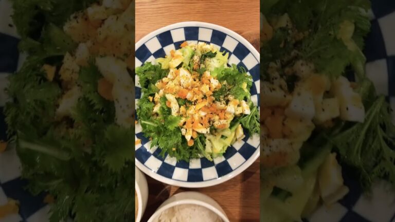 キャベツとわさび菜炒め，チキンスープ