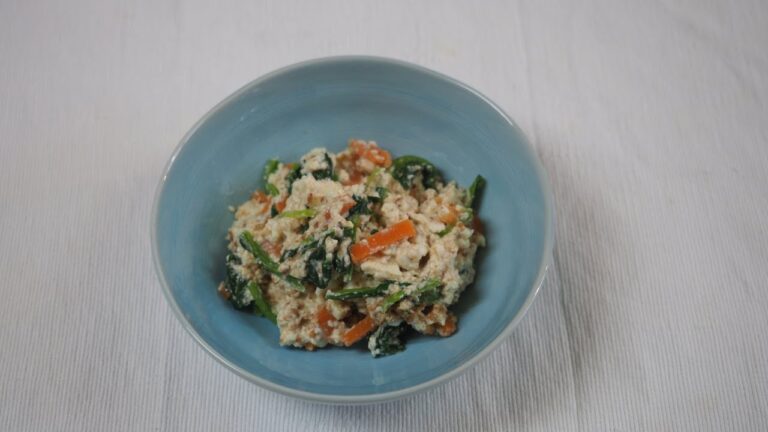 春菊がなかったので【ホウレンソウと人参の白和え】