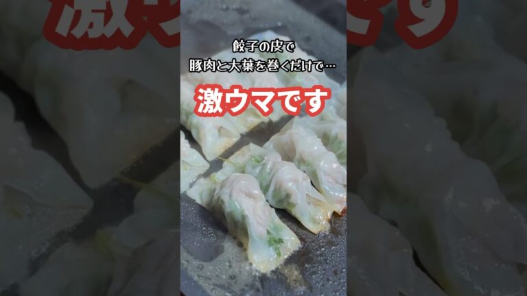 餃子の皮で豚肉と大葉を巻くだけで、激ウマおつまみの完成🍺#shorts #餃子の皮#おつまみ#5児のママ