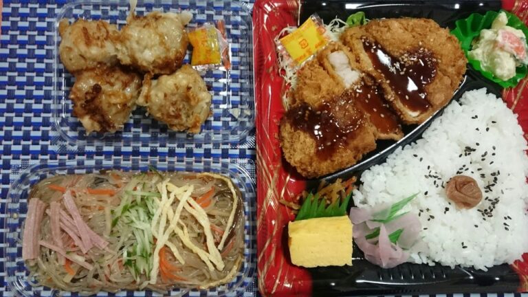 【めし日記】とんかつ弁当✖揚げシュウマイ✖中華サラダをおやじが喰う❗