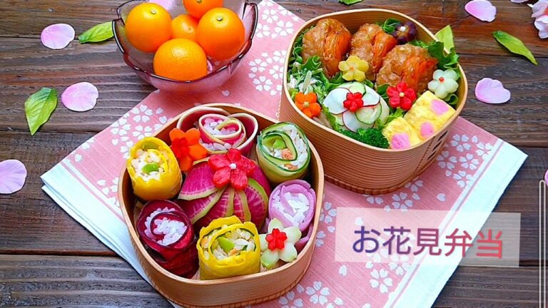 お花見弁当　くるくる花寿司と海老つくねのお弁当