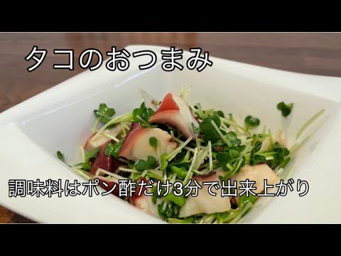 【超簡単レシピ♫】タコレシピ🐙。お酒に合う料理。ビールに合う料理。簡単おつまみ【おつまみレシピ🔰】タコとカイワレをポン酢でアッサリおつまみ。