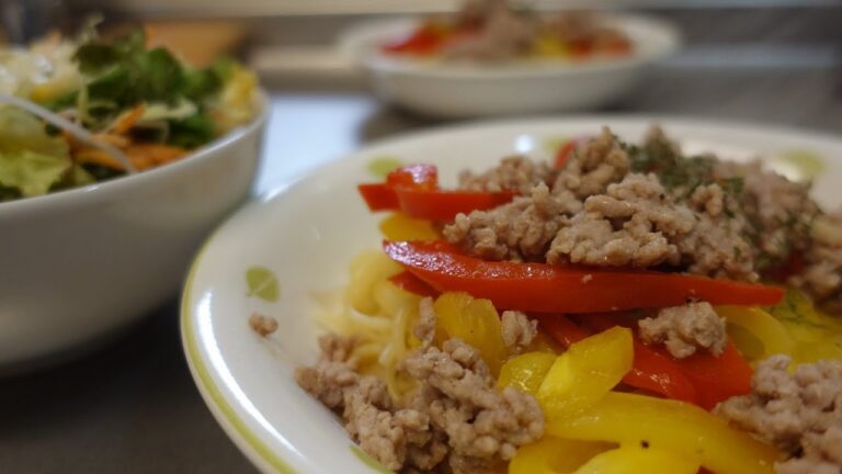 ＃１３　パプリカとひき肉パスタを作る！