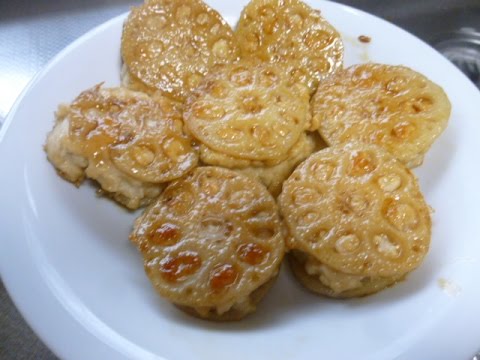 【レシピ】レンコンと鶏ひき肉のはさみ焼き♪