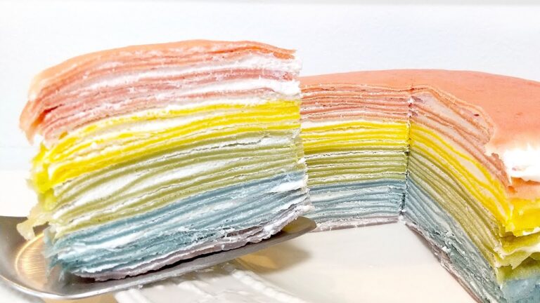 米粉のレインボークレープケーキ｜人気のグルテンフリー｜オーブン不要で簡単失敗しない How to Make Rainbow Crepe Cake