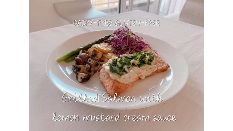 Grilled salmon lemon mustard cream sauce GLUTEN-FREE DAIRY-FREE JPN/ENG subtitles