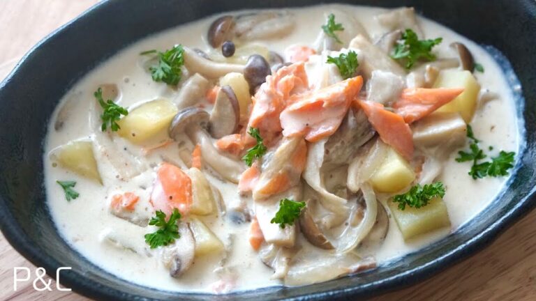鮭ときのこのシチューの作り方【簡単牛乳レシピ】