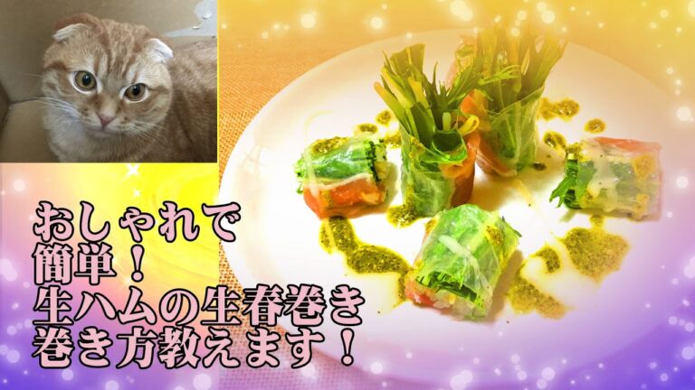 簡単オシャレな生ハムのイタリアン風生春巻き！ひとりごはん、料理初心者向けレシピ【料理と猫002】