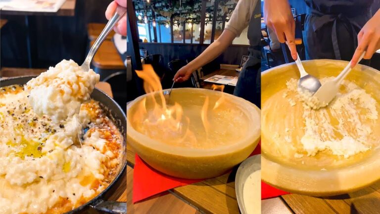 【燃え上がる🔥】巨大チーズで作る濃厚チーズリゾット🧀 #Shorts