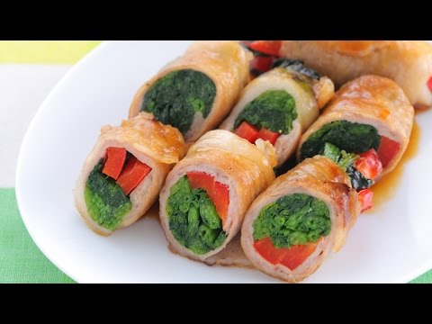 肉巻きほうれん草の照り焼き