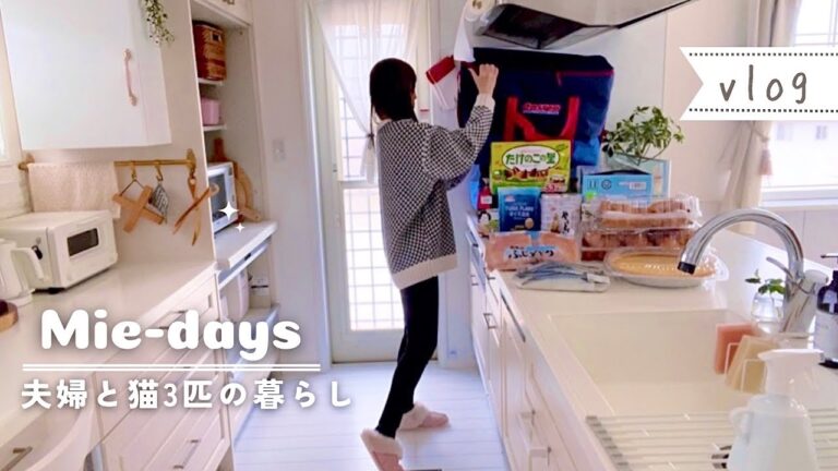 161. [夫婦と猫3匹の暮らし]朝イチでコストコに行った休日、下味冷凍、小分け、収納、おうちカフェ、たっぷり猫