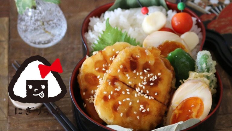 【お弁当】簡単おかずの蓮根の挟み揚げと味玉天ぷら弁当 obento【旦那弁当】#429