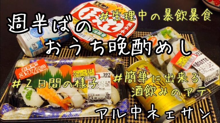 【アル中の日常】生理中の暴飲暴食／豚ニラそうめん/さきいか叩ききゅうり
