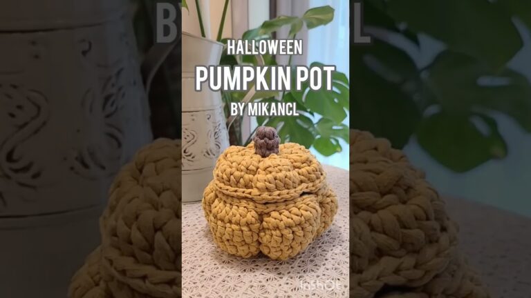 かぎ針で編むかぼちゃの小物入れ Let's crochet pumpkin pot for halloween!!