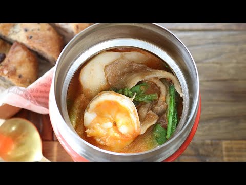 【お弁当作り】カブとエビのトマトミルクスープジャー弁当bento＃559