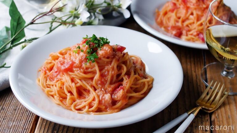【蟹のトマトクリームパスタ】生クリーム不要！牛乳でできる！ワンパンで完成♪