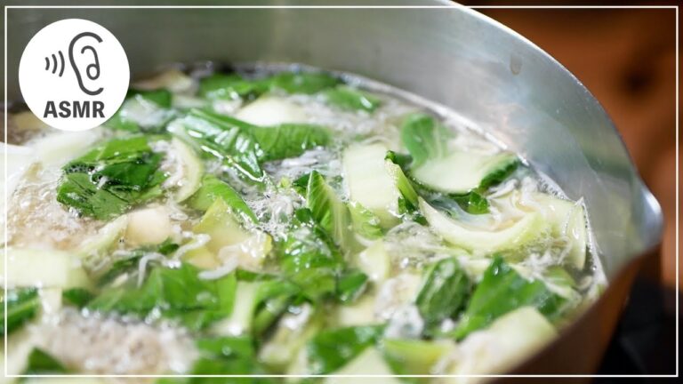 【ASMR】チンゲン菜とちりめんのあっさりスープのレシピ【切り方】