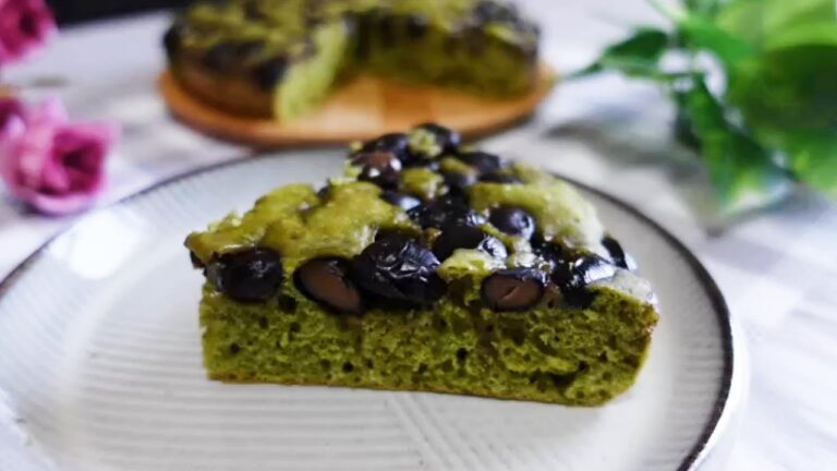 SUB)【簡単!!和ケーキ♪】ホットケーキミックスで抹茶黒豆ケーキの作り方♪Matcha black bean cake