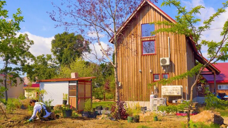 庭を作る、おにぎりを食べる