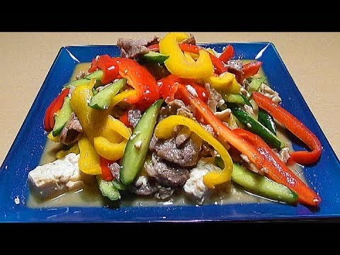 キュウリとパプリカのチャンプルー風炒め