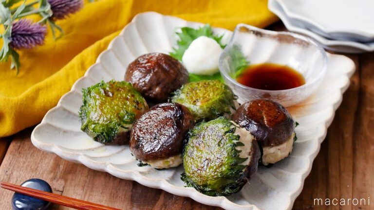 【しいたけの肉詰めおろしポン酢だれ】しいたけの旨みたっぷり！お弁当のおかずにも♪