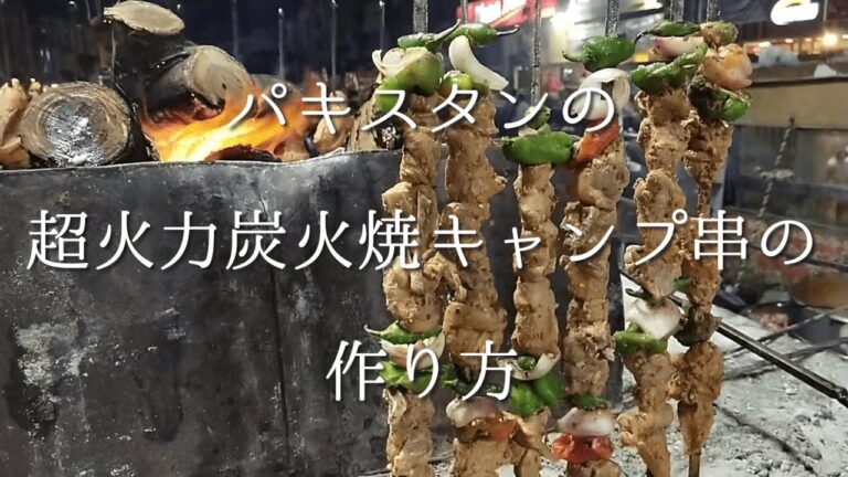 【海外屋台飯】パキスタンの超火力炭火焼きキャンプ串の作り方