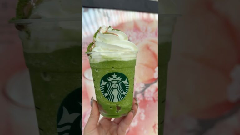 【2/28新発売】抹茶と桜わらびもちフラペチーノ！抹茶パウダー多めがおすすめ！#shorts #抹茶と桜わらびもちフラペチーノ #スタバ新作 #starbucks #japanesefood