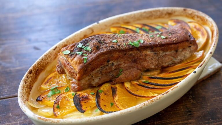 「豚肉とオレンジのオーブン焼き」