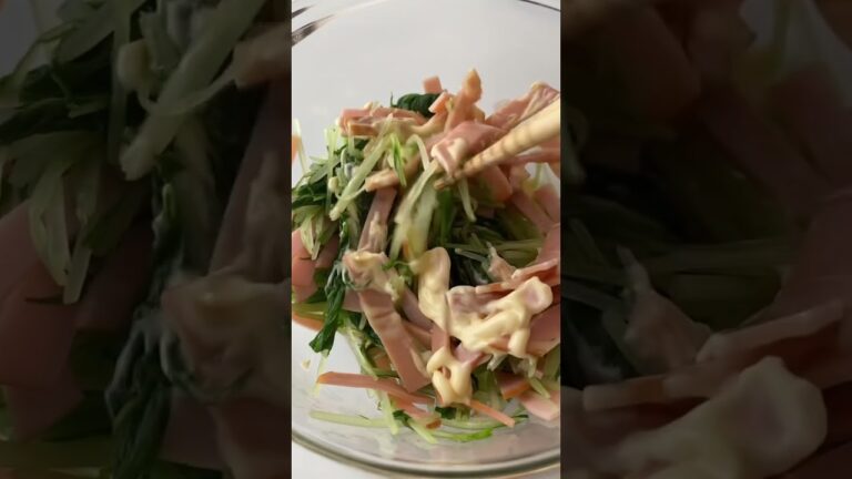 水菜とハムのマヨポン和え#shorts