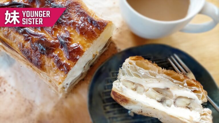 【カスタードバナナパイの作り方】作業時間15分！冷凍パイシートで超簡単♪How to make custard banana pie＜KITCHEN TANAKA 妹レシピ＞