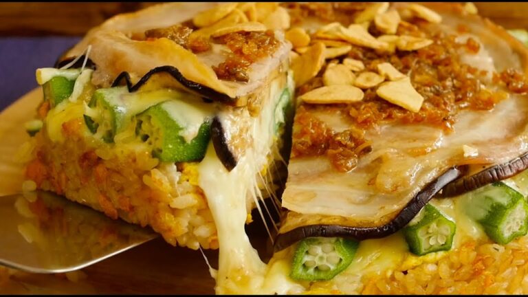 チャーハンをオーブンで焼きました！夏野菜の焼き飯ケーキ