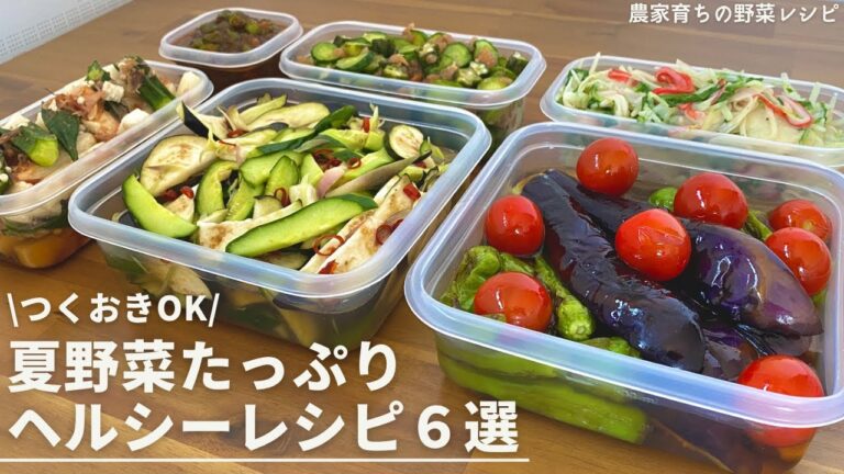 夏野菜たっぷりヘルシーおかず６品【真似しやすいレシピ】夏バテ解消｜ナスとししとうの焼き浸し｜簡単浅漬けetc.