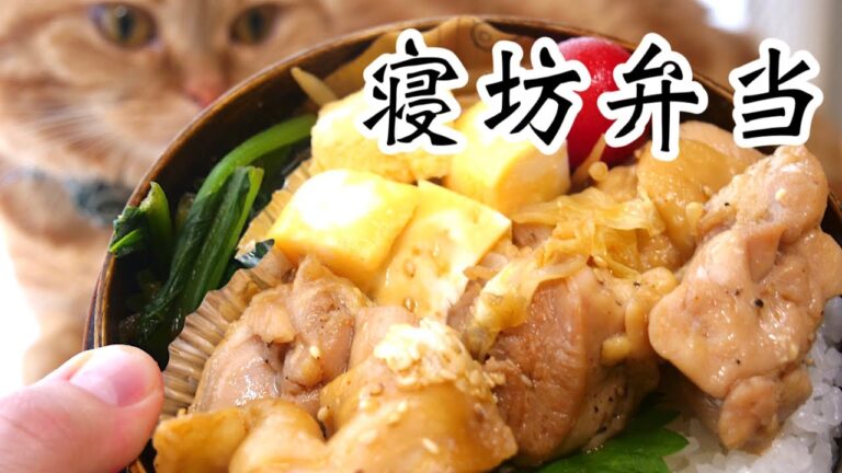 【お弁当作り】寝坊した日のレンチン弁当／夕食と共に並ぶ猫【電子レンジ】【bento】