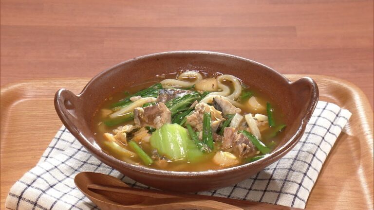 【3分クッキング公式】さば缶キムチうどん／にらと油揚げの中華スープ