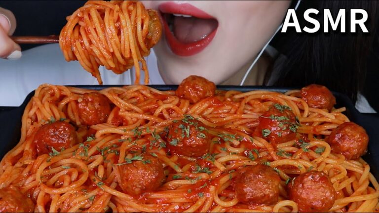 TOMATO🍅SPAGHETTI w.MEATBALL MUKBANG 咀嚼音 トマトスパゲッティ, ミートボール 토마토 미트볼 스파게티 먹방