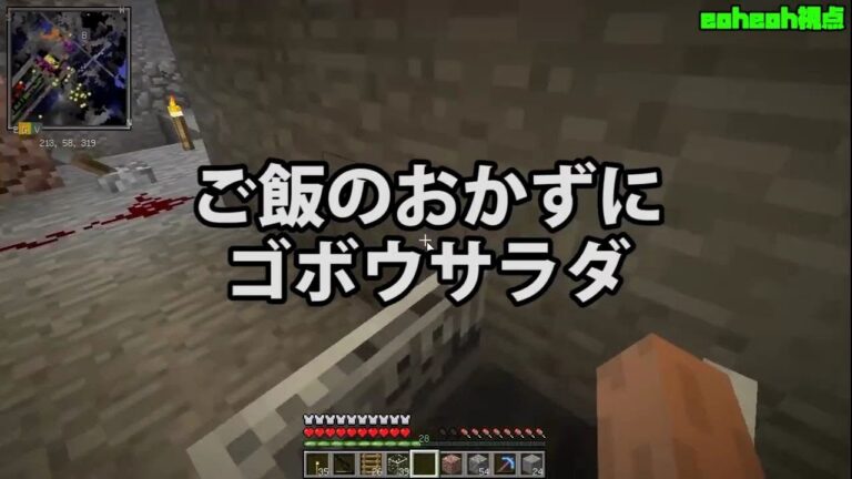 【MSSP切り抜き】日刊マイクラ#577　ご飯のおかずにゴボウサラダ